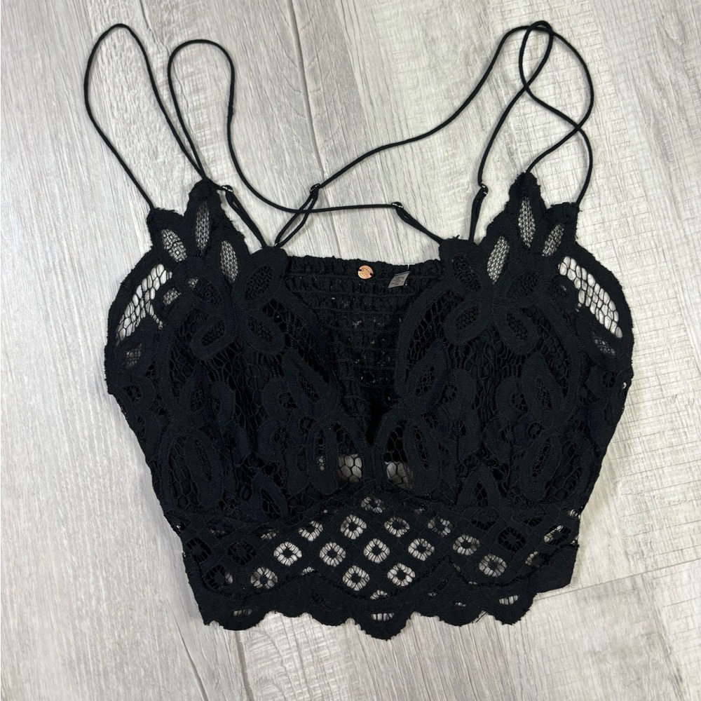 Free People Black Lace Bralette Size XL